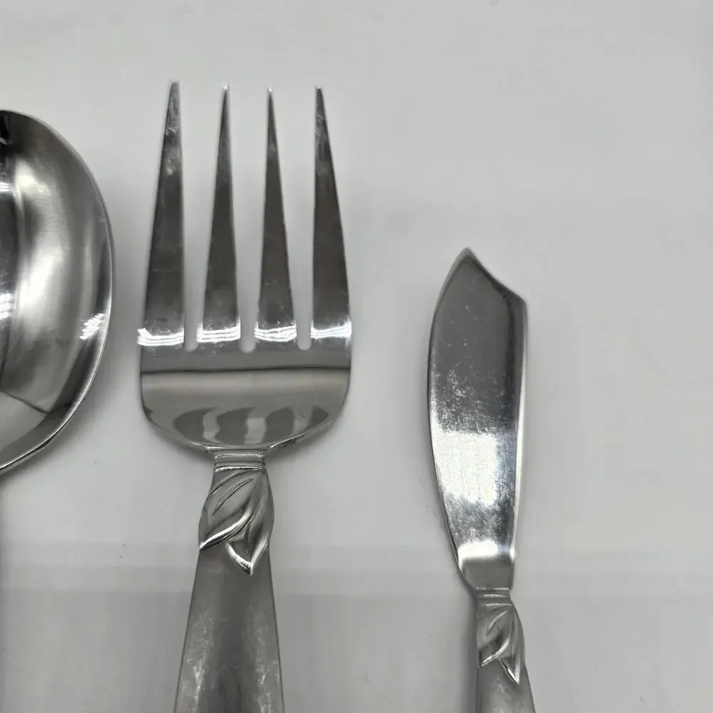 Pfaltzgraff Satin Laurel 5 PC Serving Utensils Sugar Spoon & Butter Knife 18/10